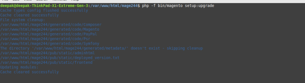 A screenshot of setup upgrade command